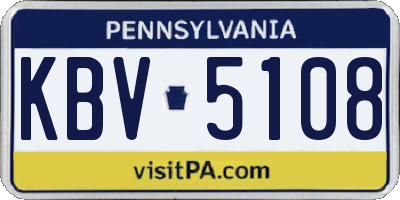 PA license plate KBV5108