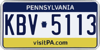 PA license plate KBV5113
