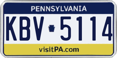 PA license plate KBV5114