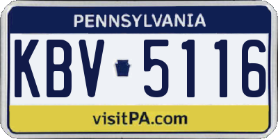 PA license plate KBV5116
