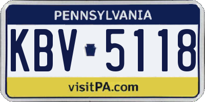 PA license plate KBV5118