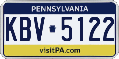 PA license plate KBV5122