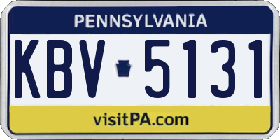 PA license plate KBV5131