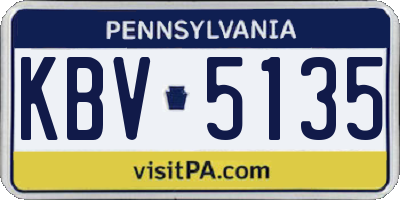 PA license plate KBV5135