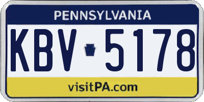 PA license plate KBV5178