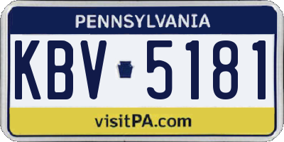 PA license plate KBV5181