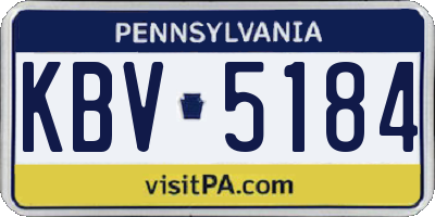 PA license plate KBV5184
