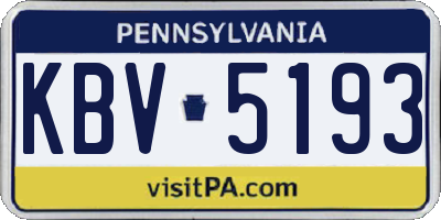 PA license plate KBV5193