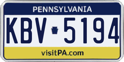 PA license plate KBV5194