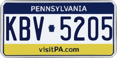 PA license plate KBV5205