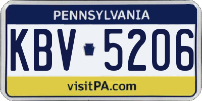 PA license plate KBV5206