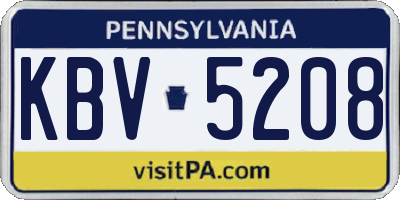 PA license plate KBV5208