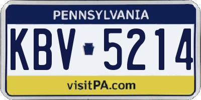 PA license plate KBV5214