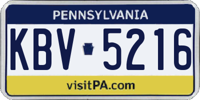 PA license plate KBV5216
