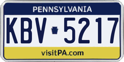 PA license plate KBV5217