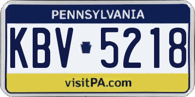 PA license plate KBV5218