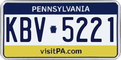PA license plate KBV5221