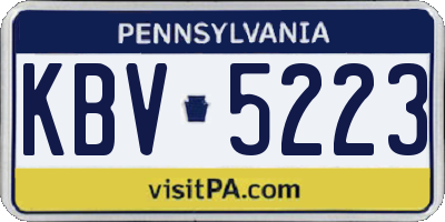 PA license plate KBV5223