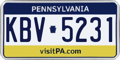 PA license plate KBV5231
