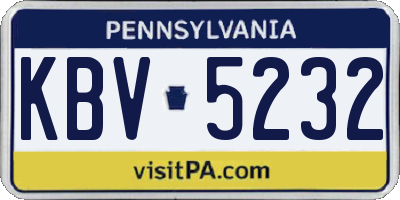 PA license plate KBV5232