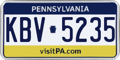 PA license plate KBV5235