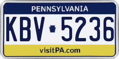 PA license plate KBV5236