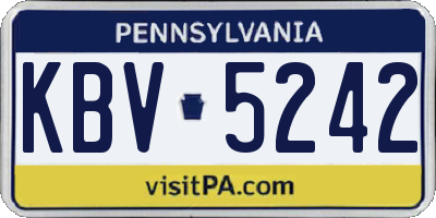 PA license plate KBV5242