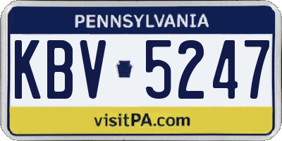 PA license plate KBV5247