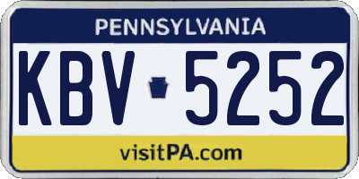 PA license plate KBV5252
