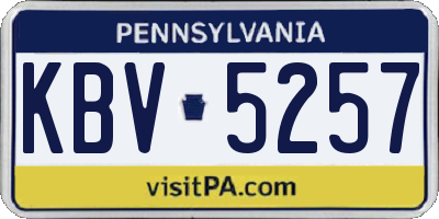 PA license plate KBV5257