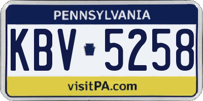 PA license plate KBV5258