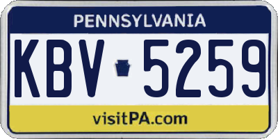 PA license plate KBV5259