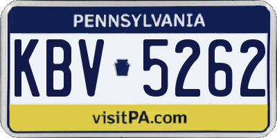 PA license plate KBV5262