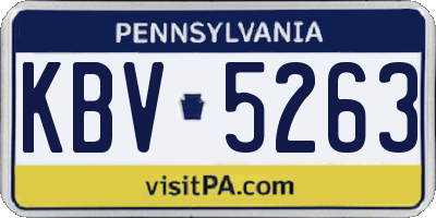 PA license plate KBV5263