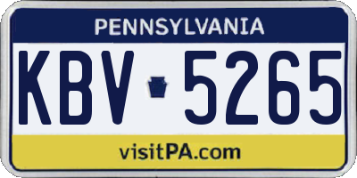 PA license plate KBV5265