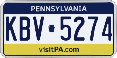 PA license plate KBV5274