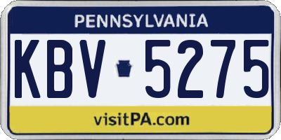 PA license plate KBV5275