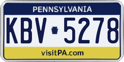 PA license plate KBV5278