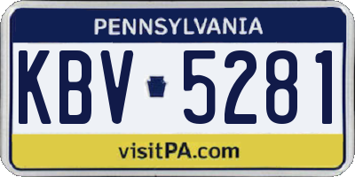 PA license plate KBV5281