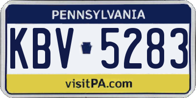 PA license plate KBV5283