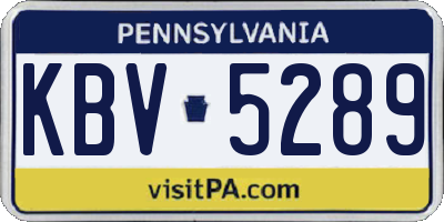 PA license plate KBV5289