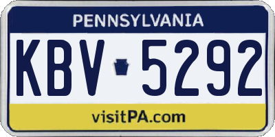 PA license plate KBV5292