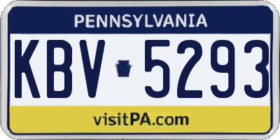 PA license plate KBV5293