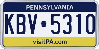 PA license plate KBV5310