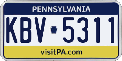 PA license plate KBV5311