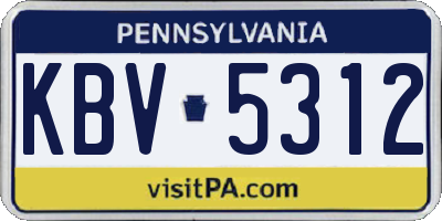 PA license plate KBV5312