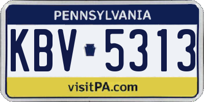 PA license plate KBV5313