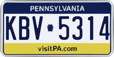 PA license plate KBV5314