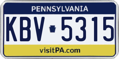 PA license plate KBV5315