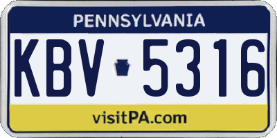 PA license plate KBV5316